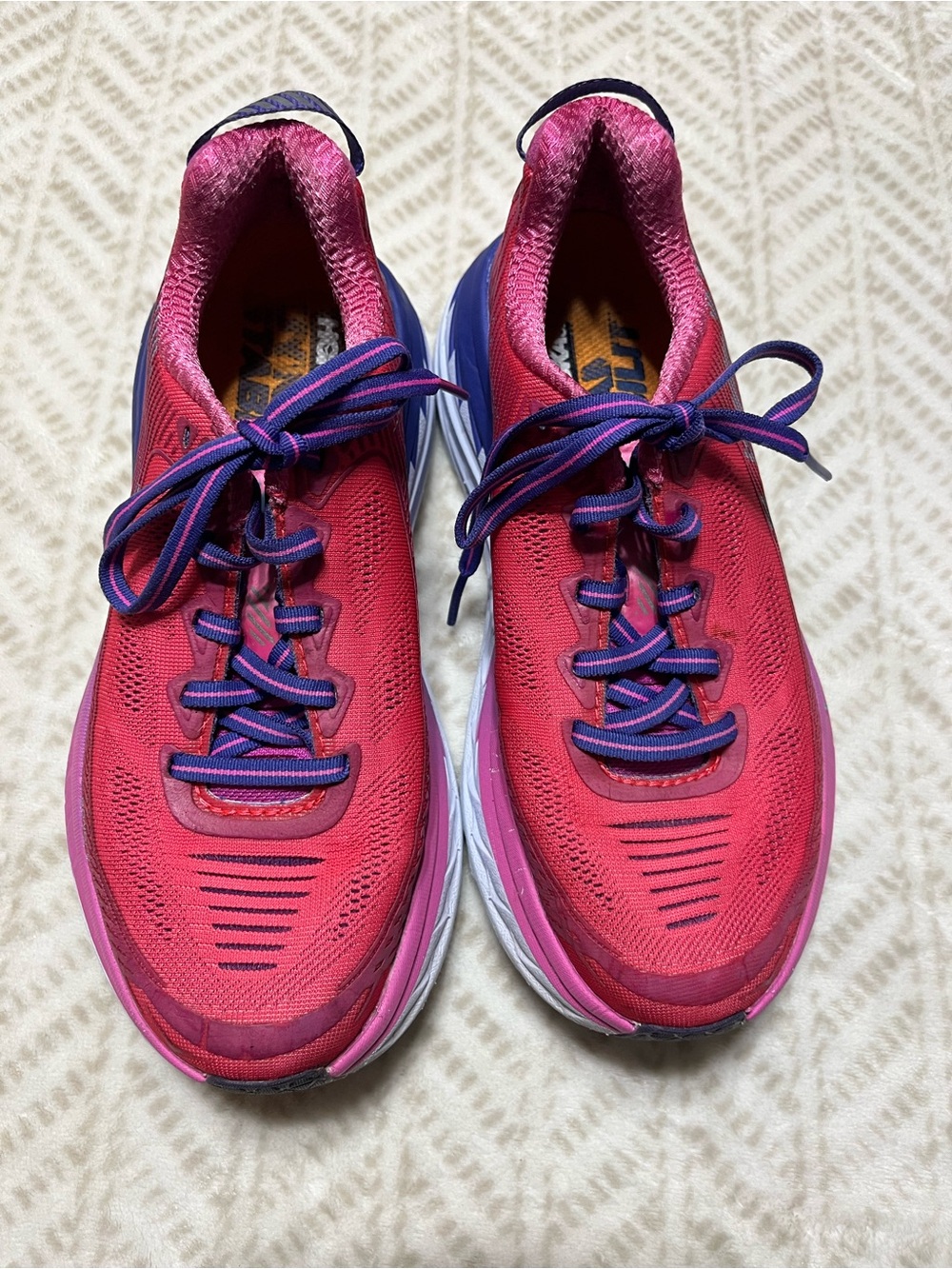 HOKA Women’s Pink Athletic Running Shoes with Purple Accents 5.5